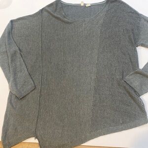 Moth Gray pullover sweater with basketweave panel medium